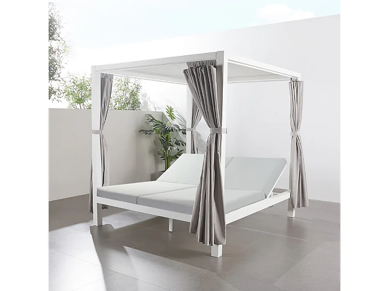 Lit de jardin 2 places gris CORDOUE