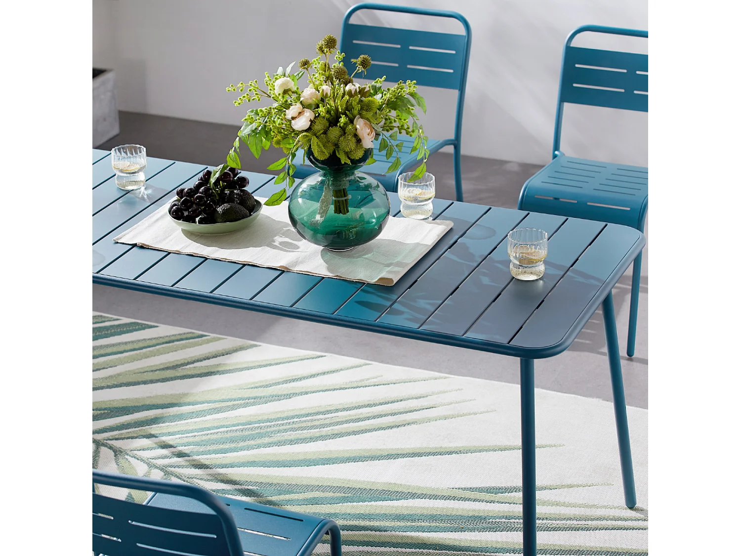 Ensemble table et chaises 6 personnes bleu BERGAME