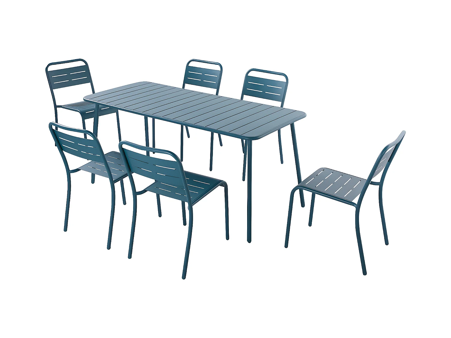Ensemble table et chaises 6 personnes bleu BERGAME
