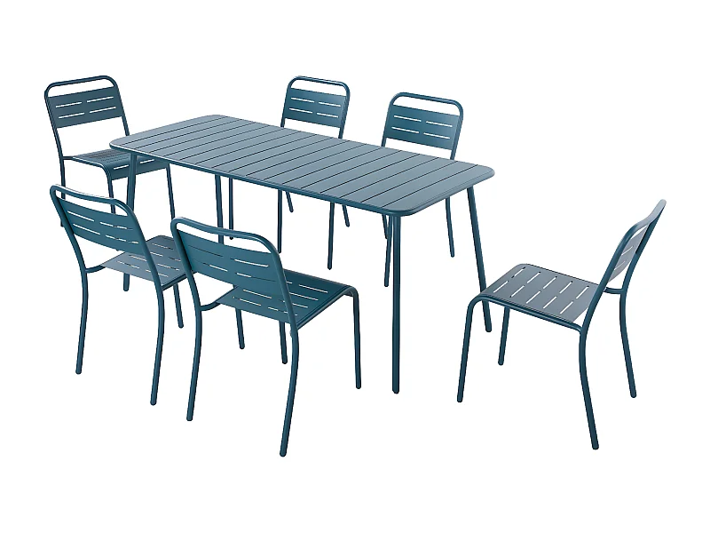 Ensemble table et chaises 6 personnes bleu BERGAME