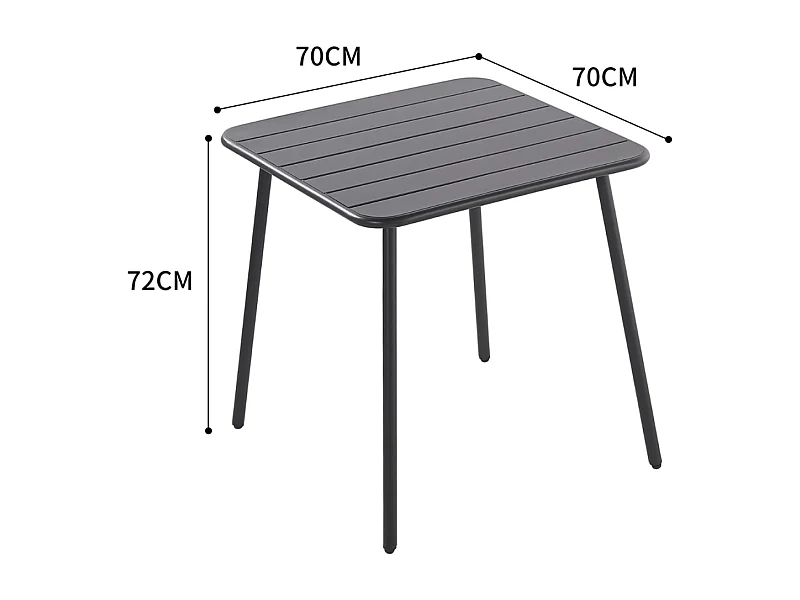 Ensemble table + chaises gris foncé 4 places BERGAME