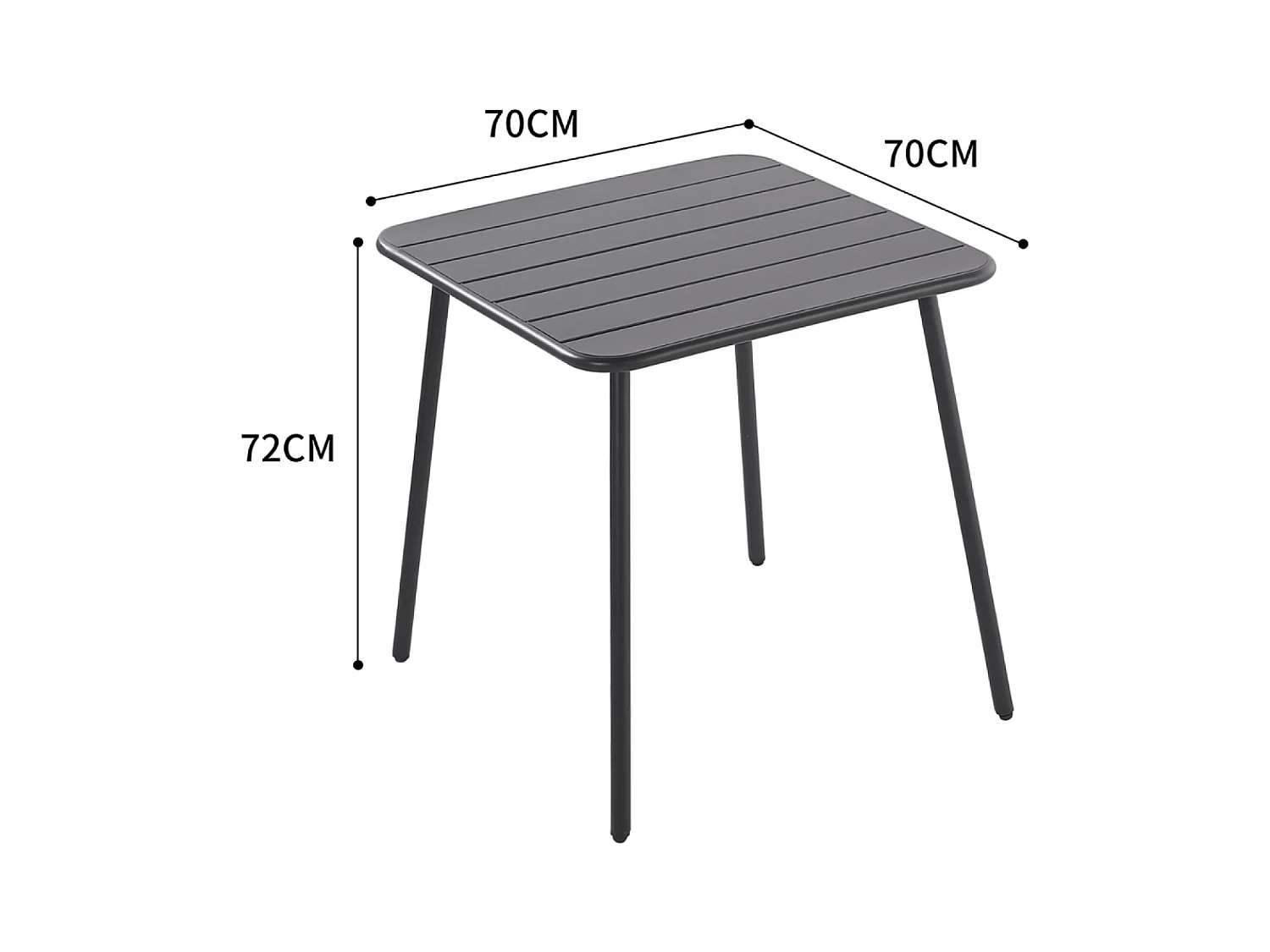 Ensemble table + chaises gris foncé 4 places BERGAME