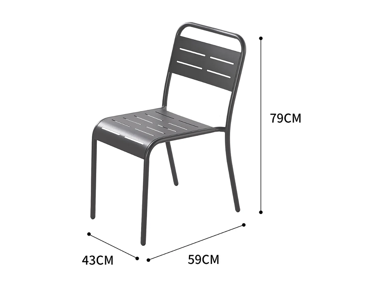 Set tafel + stoelen 4 plaatsen donkergrijs BERGAME - Eigentijds exterieur