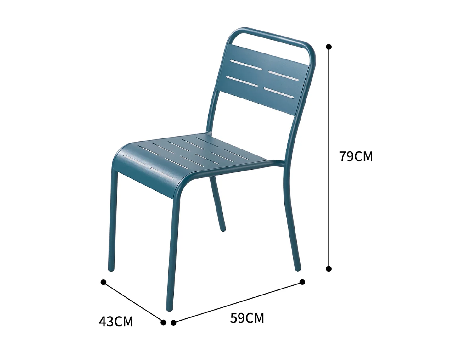 Tafel en Stoel Set van Blauw Staal voor 4 Personen Bergame