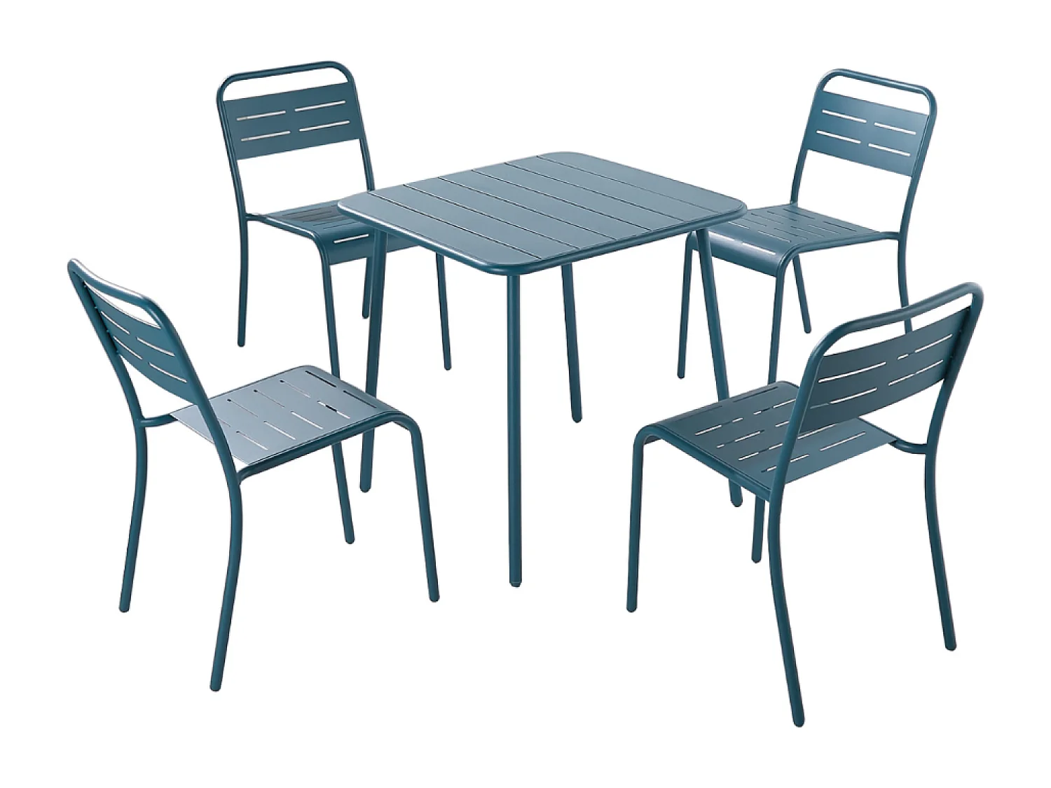 Conjunto de Mesa e Cadeiras em Aço Azul para 4 Pessoas Bergame