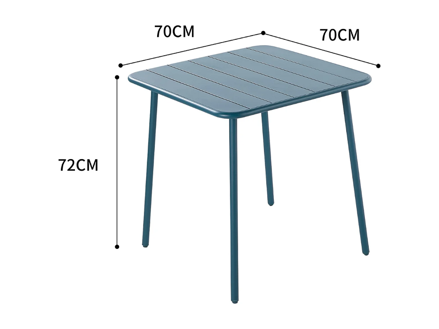 Ensemble table + chaise en acier bleu 4 places BERGAME