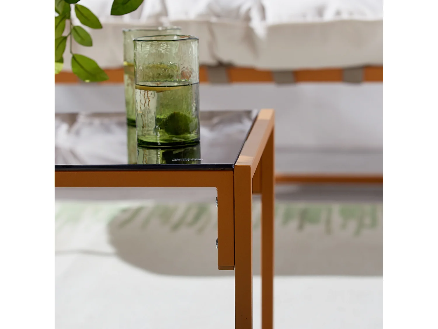 Tuinset Rabat met houteffect en beige kussens