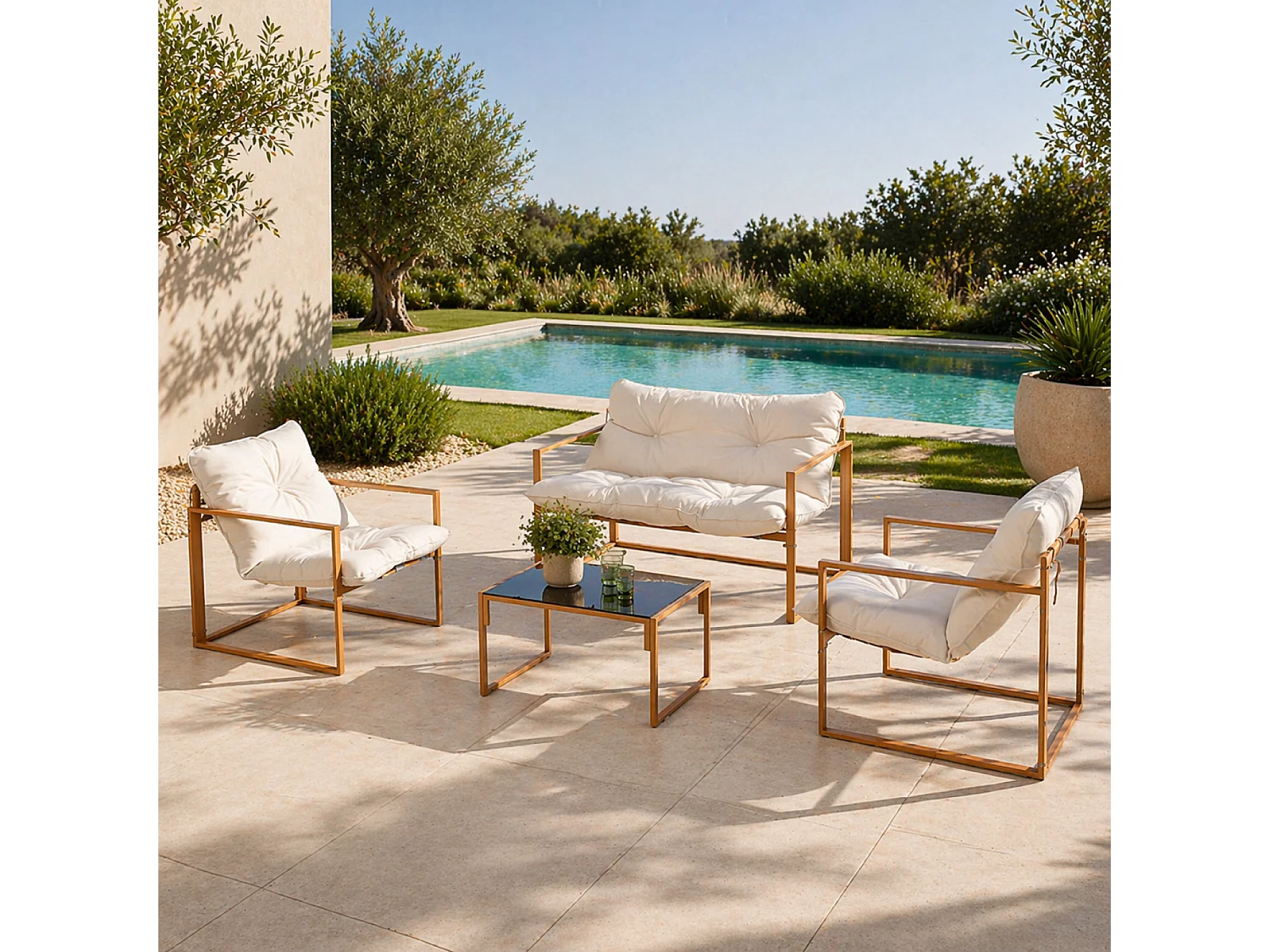 Salon de jardin effet bois RABAT