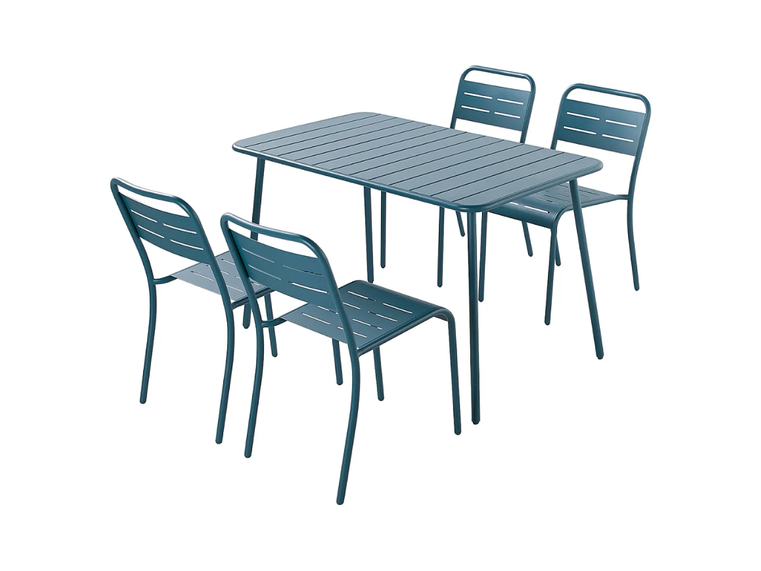 Blauwe Tafel en Stoelen Set 4/6 Plaatsen Bergame van Staal - Moderne en Comfortabele Buitenkant