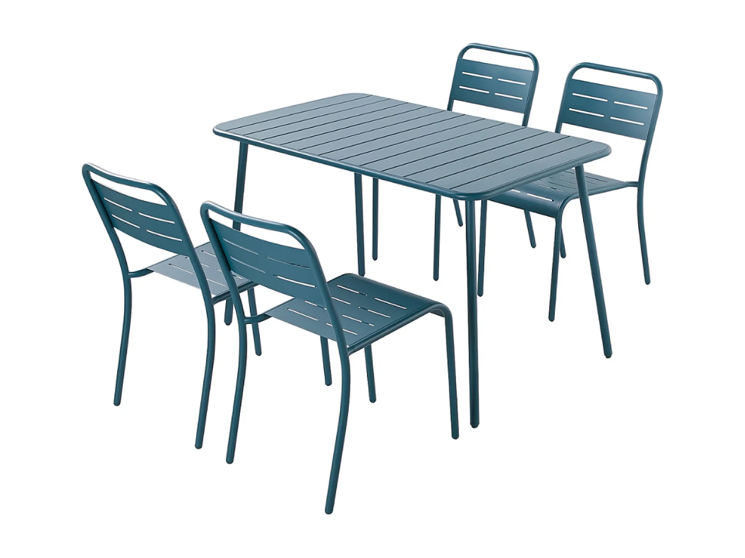 Conjunto de Mesa e Cadeiras Azul 4/6 Lugares Bergame em Aço - Exterior Moderno e Confortável