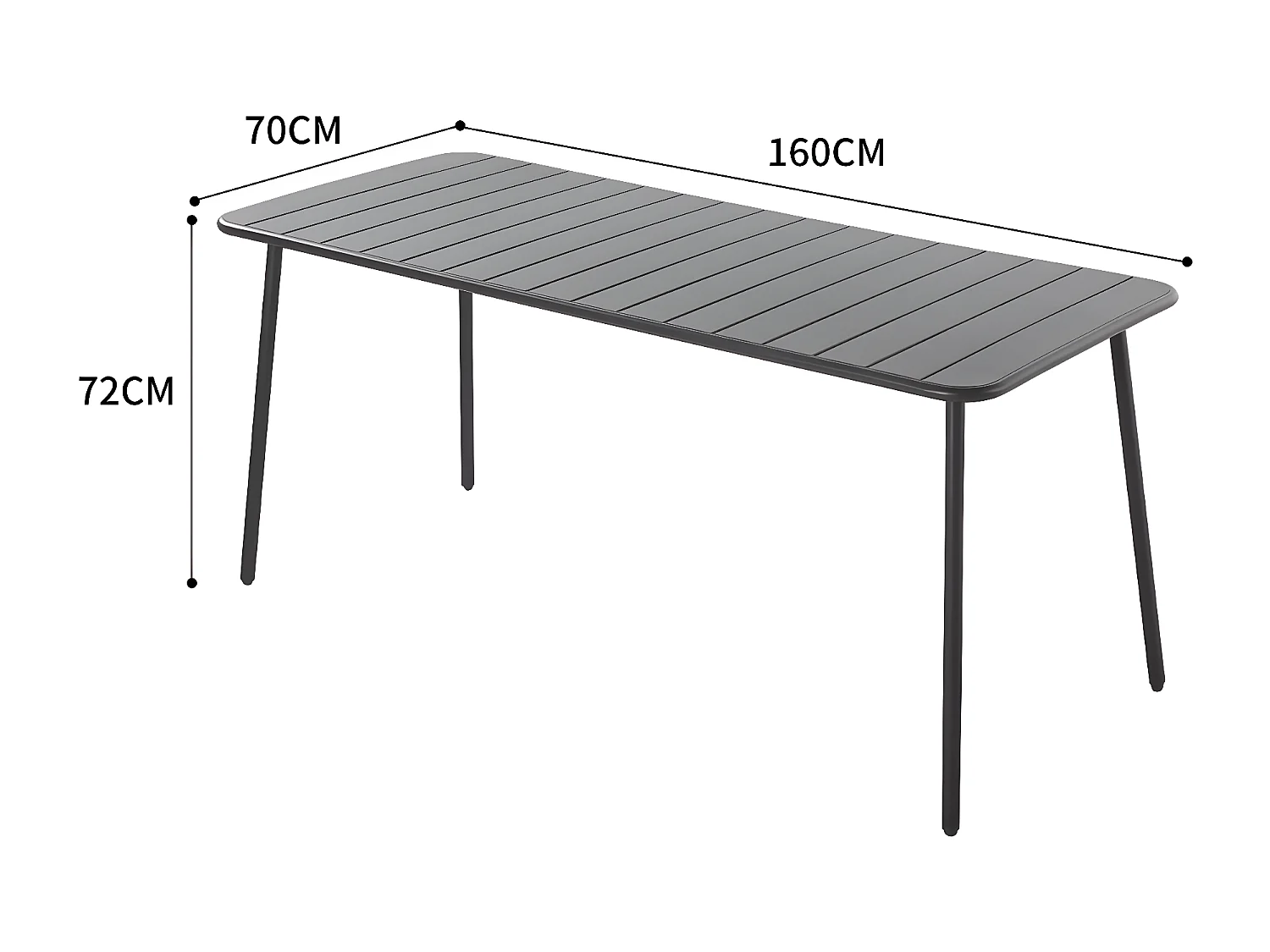 Ensemble table et chaises 6 personnes gris foncé BERGAME
