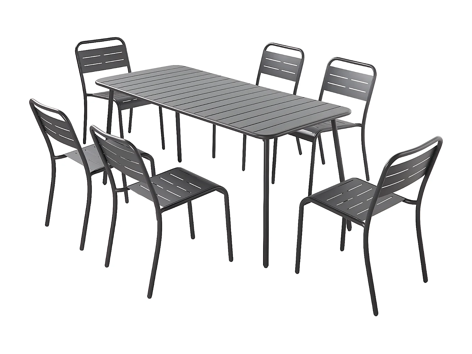 Ensemble table et chaises 6 personnes gris foncé BERGAME