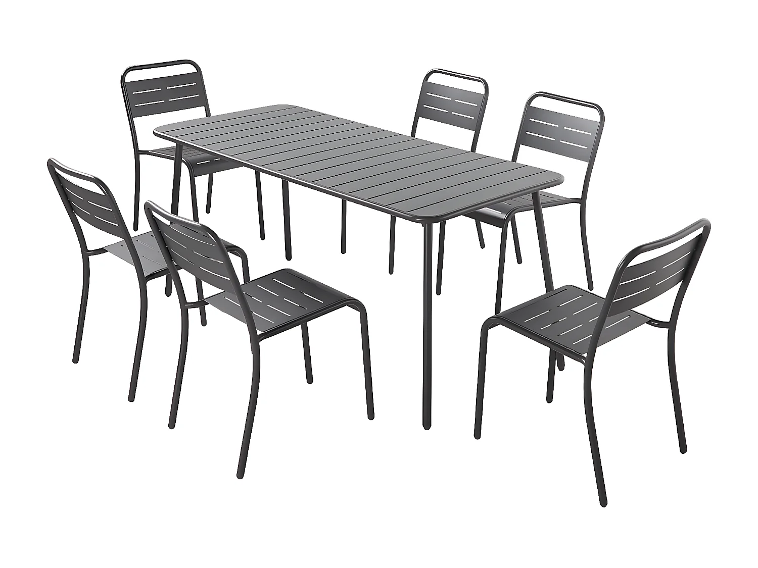 Ensemble table et chaises 6 personnes gris foncé BERGAME
