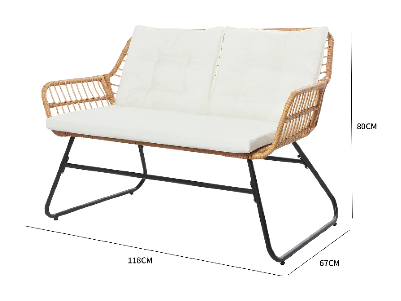 Salon de jardin bas 4 places effet rotin GRENADE