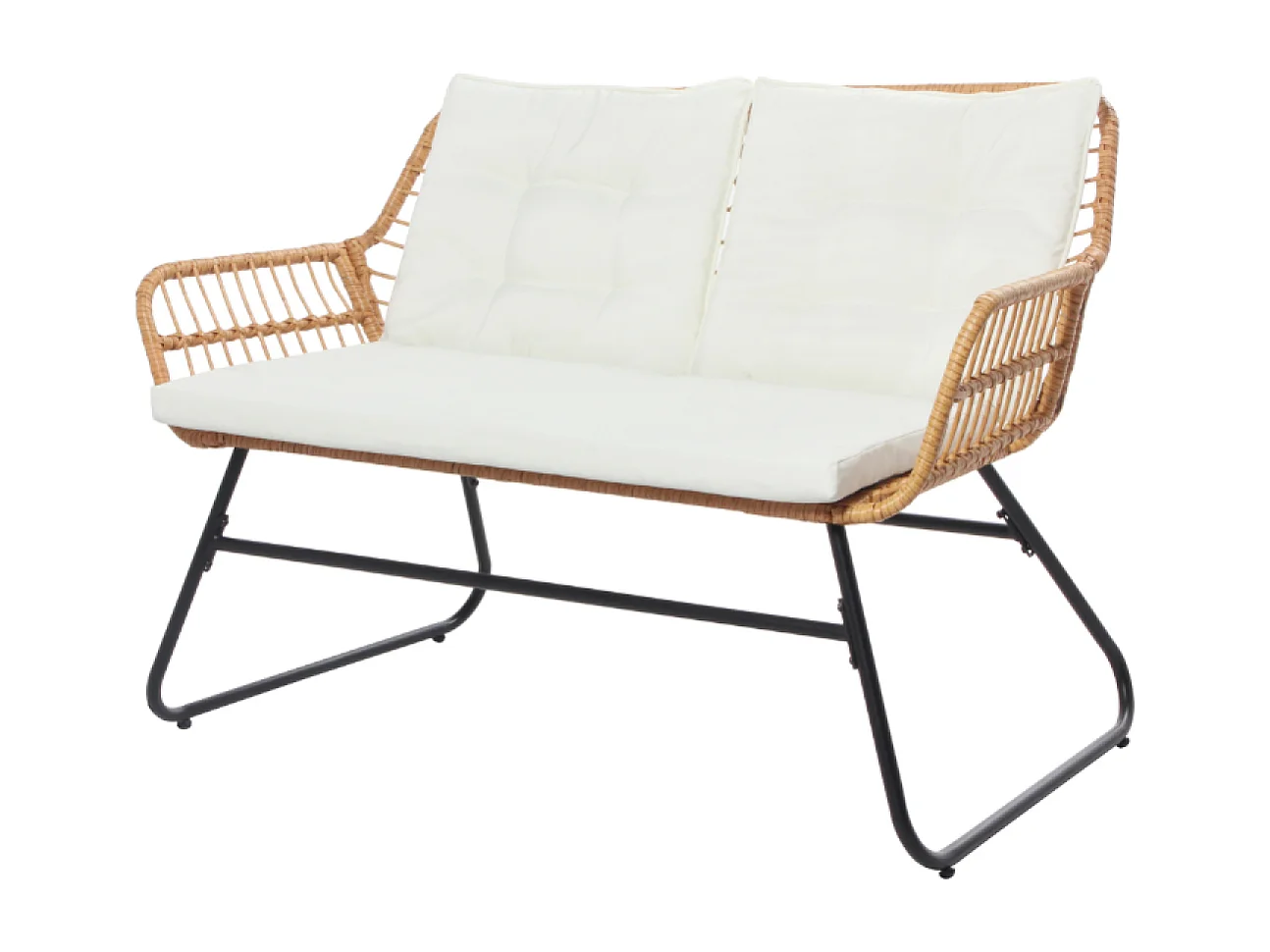 Salon de jardin bas 4 places effet rotin GRENADE