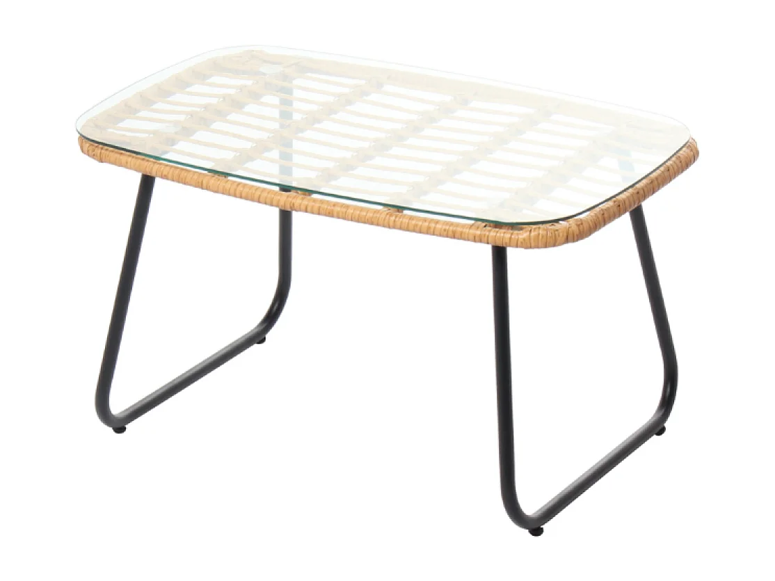 Salon de jardin bas 4 places effet rotin GRENADE