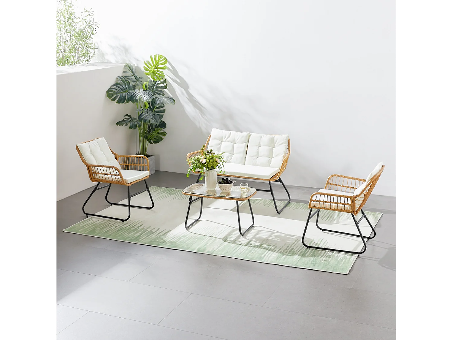 Gartenmöbel-Set mit 4 Sitzplätzen in Rattanoptik GRENADE