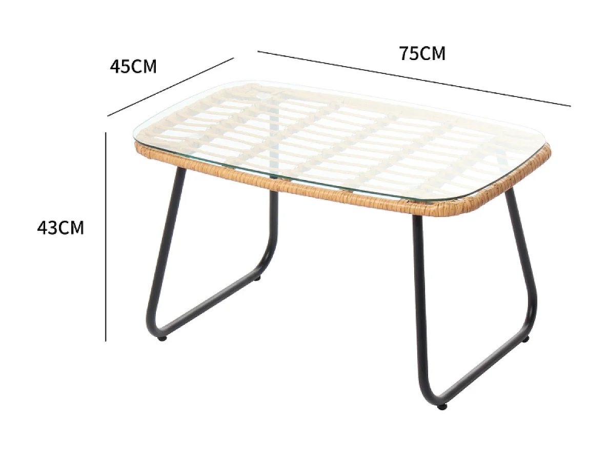 Salon de jardin bas 4 places effet rotin GRENADE