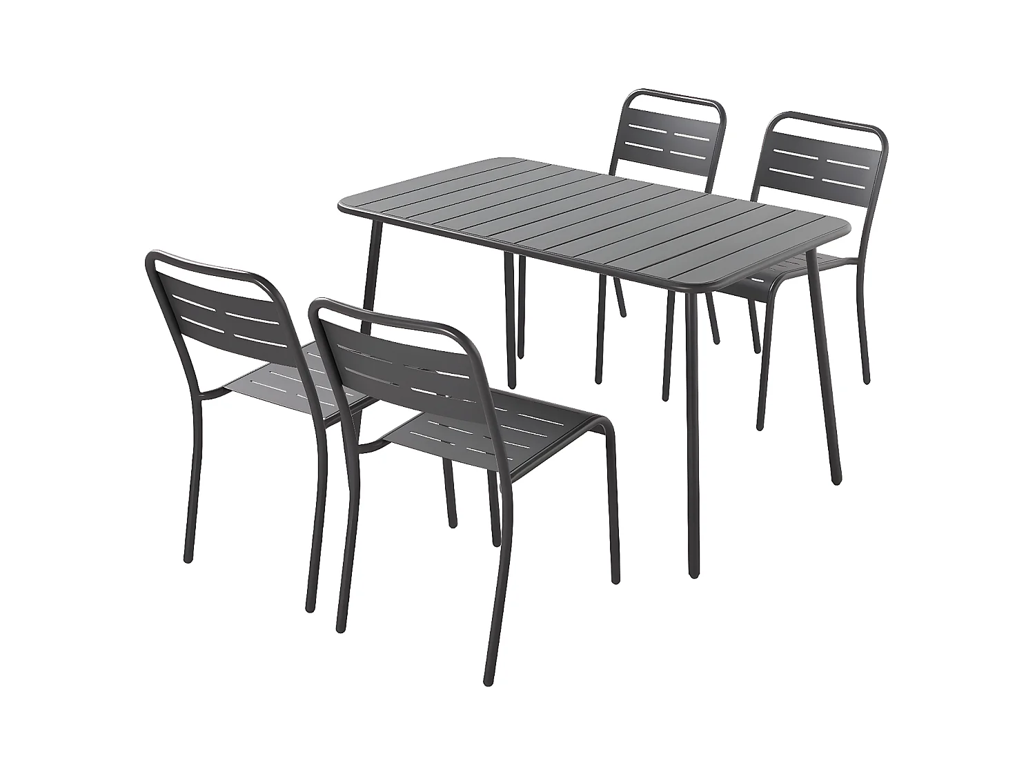 Ensemble table et chaises gris foncé 4-6 places BERGAME