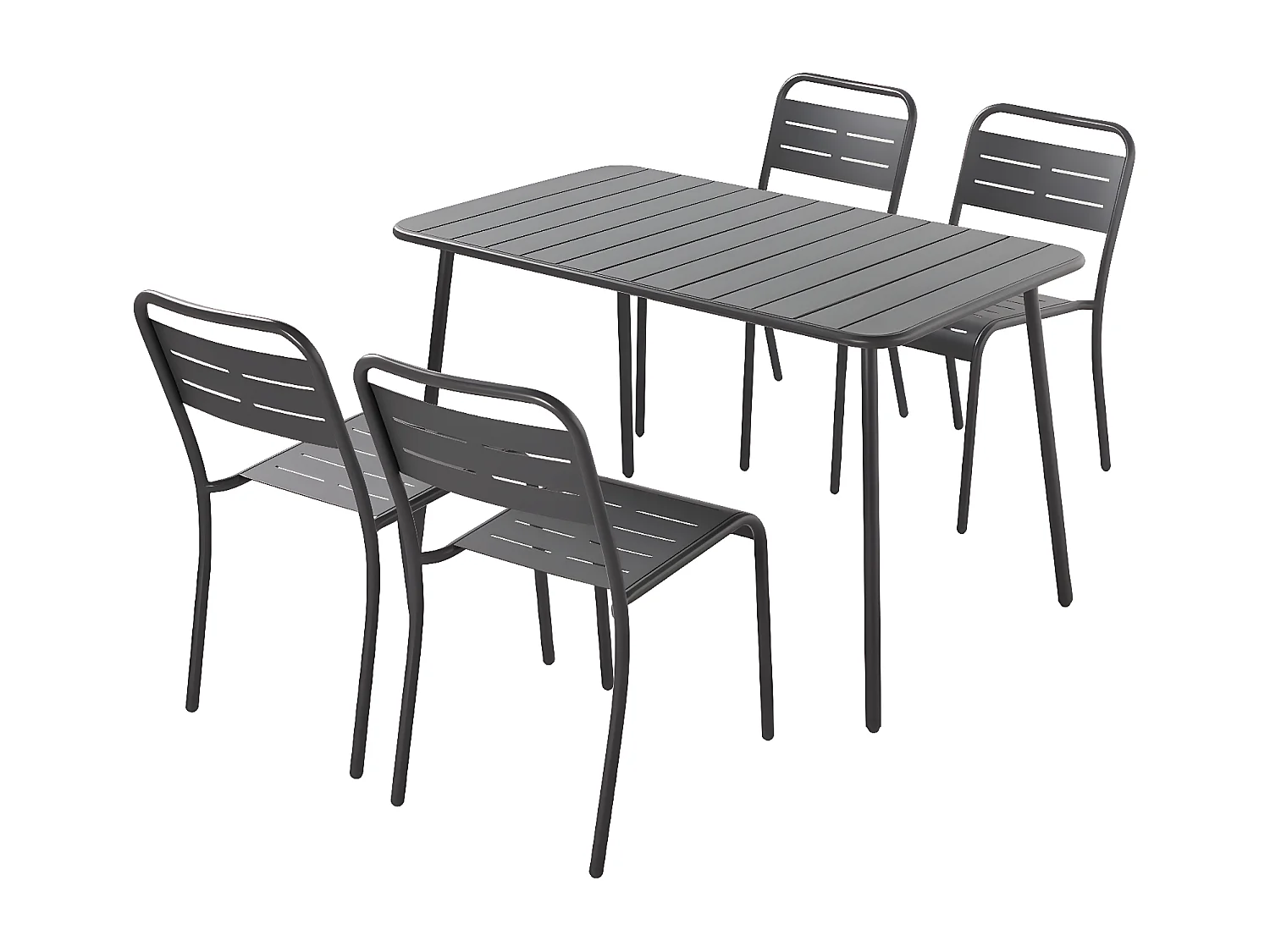Ensemble table et chaises gris foncé 4-6 places BERGAME
