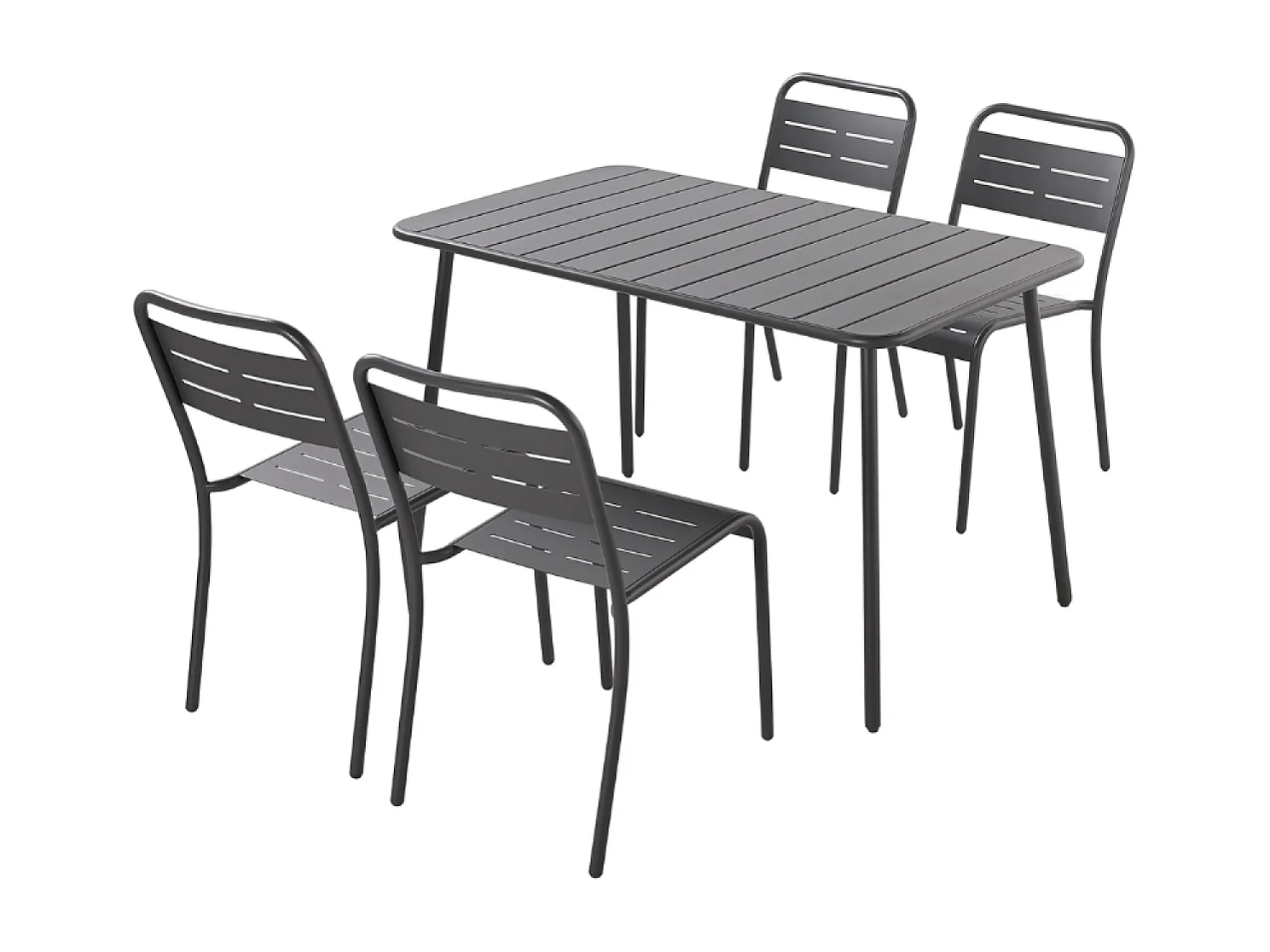 Ensemble table et chaises gris foncé 4-6 places BERGAME