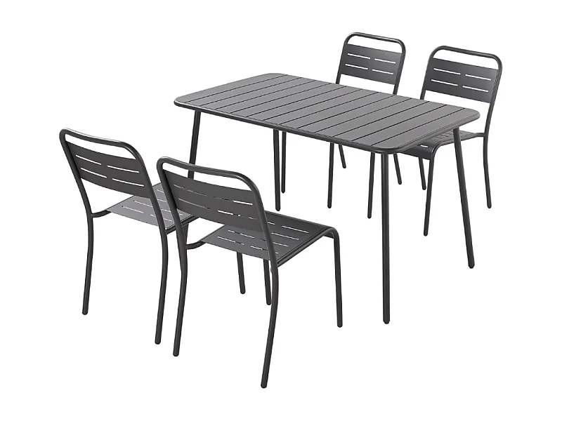Set Tafel en Stoelen 4/6 Plaatsen Donkergrijs Bergame