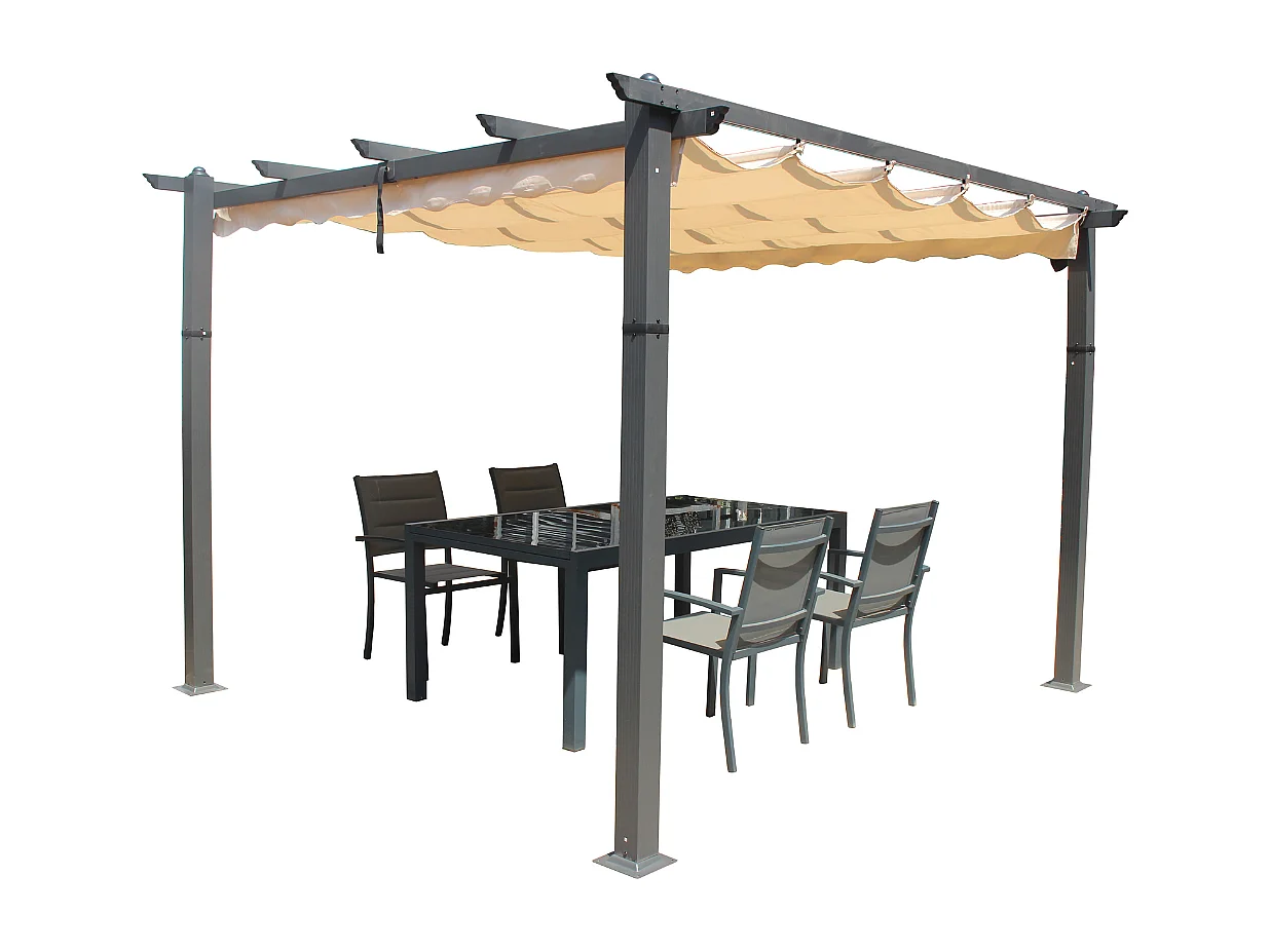 Pergola in alluminio 3x3m Grigio tortora Gazebo
