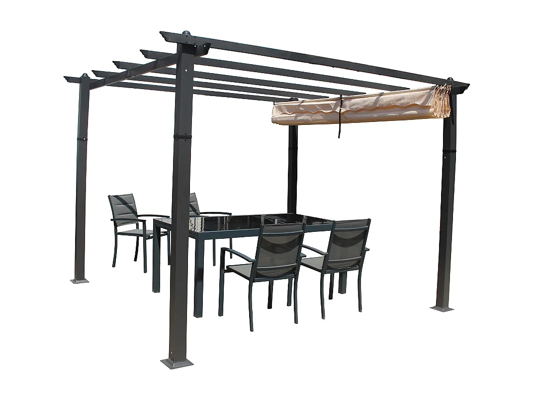 Pergola in alluminio 3x3m Grigio tortora Gazebo