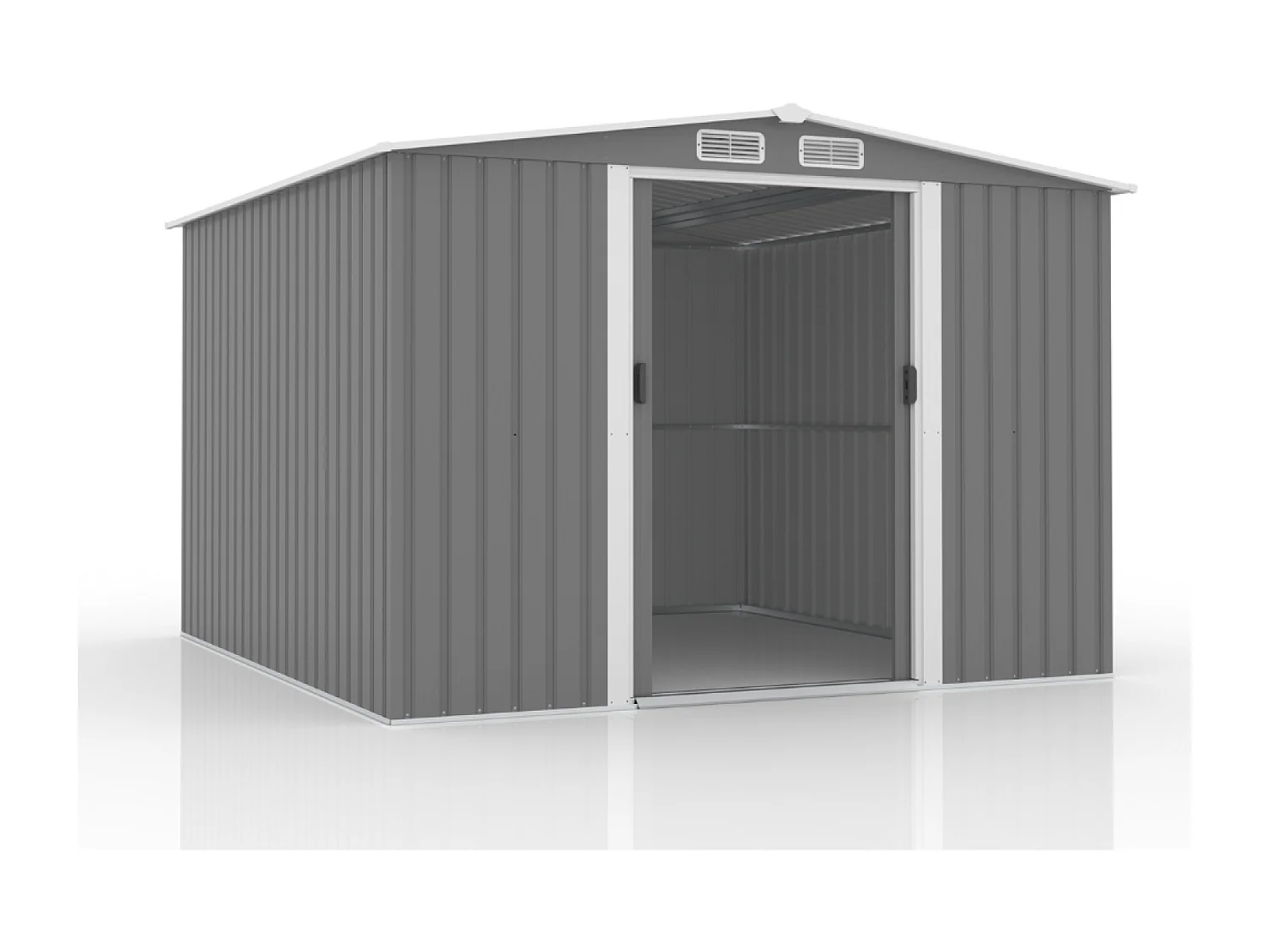 Abrigo de Jardim 6.66m2 Cinza Claro com Portas de Correr JURA