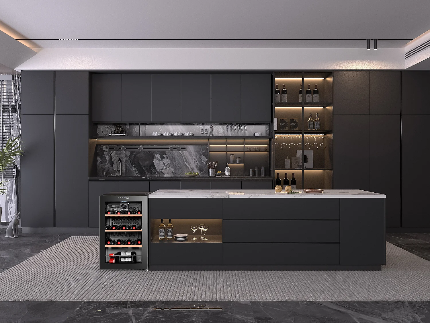 Cave à vin de service - 48 bouteilles - Thermostat ajustable - KELIBIA II