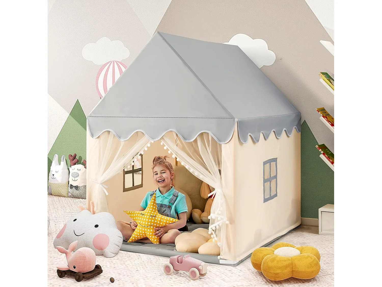 Tente de jeux pour enfants, cabane de style princesse en coton