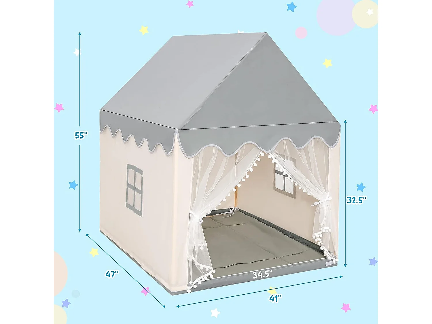 Tente de jeux pour enfants, cabane de style princesse en coton