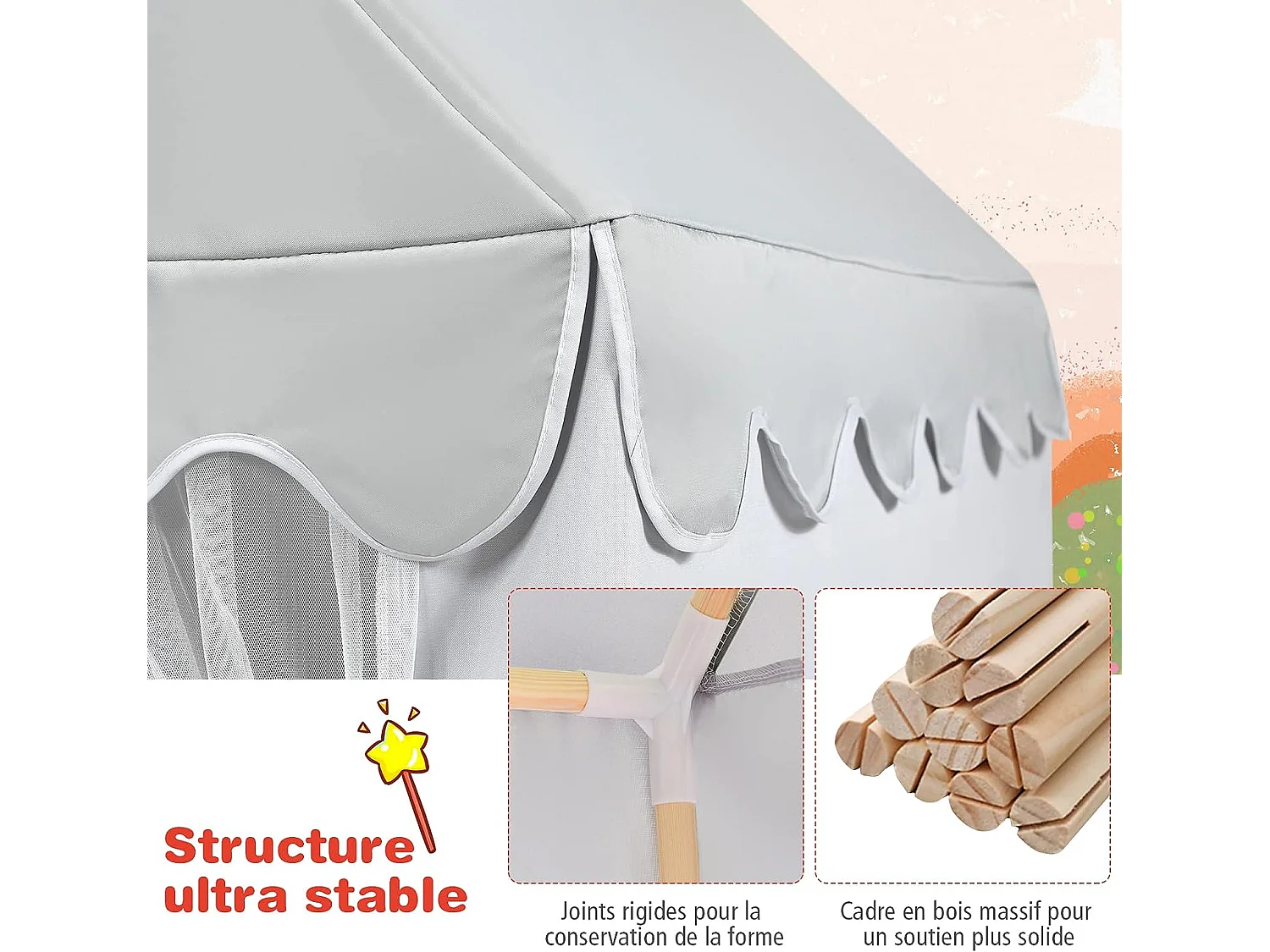 Tente de jeux pour enfants, cabane de style princesse en coton