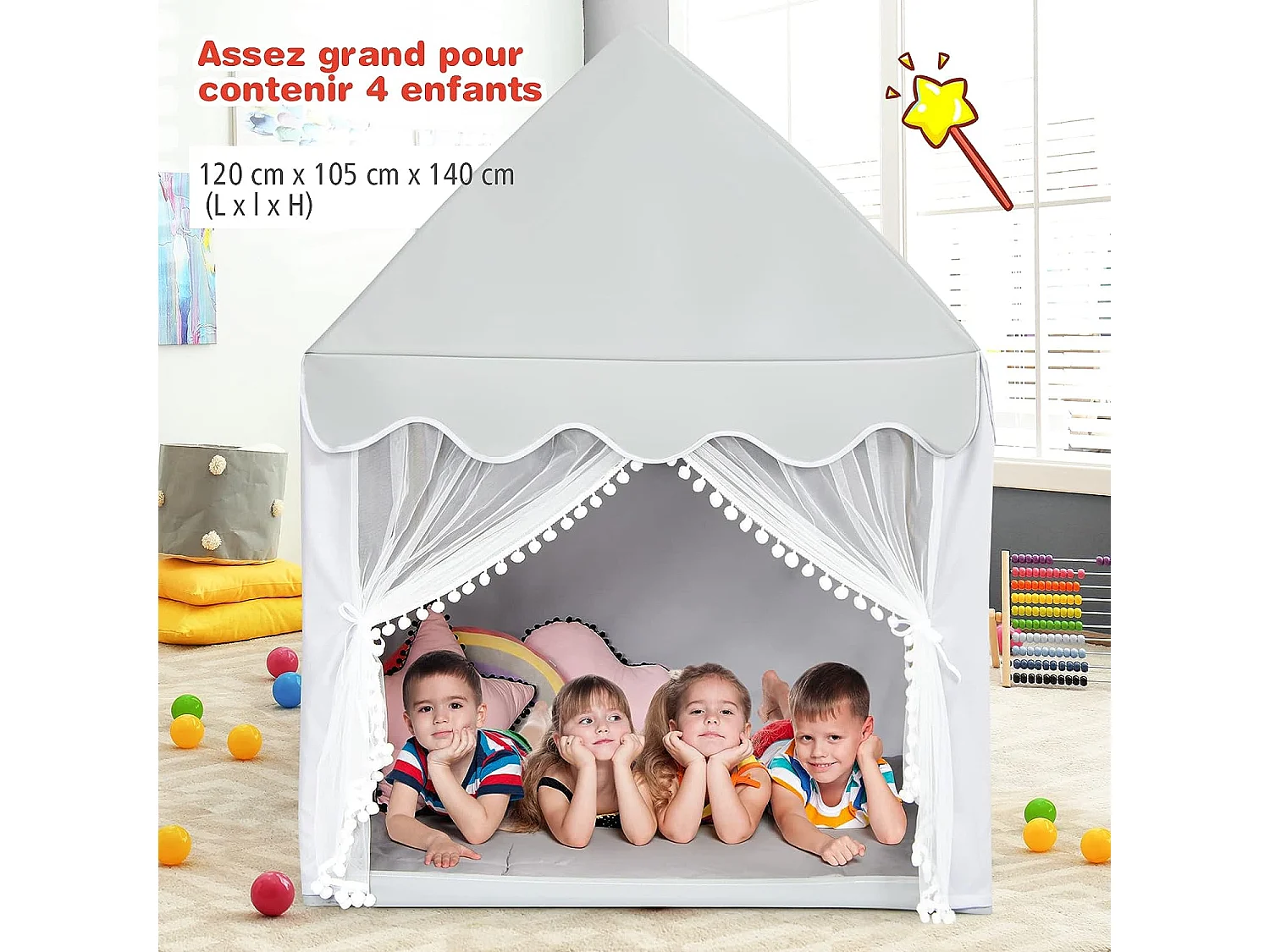 Tente de jeux pour enfants, cabane de style princesse en coton