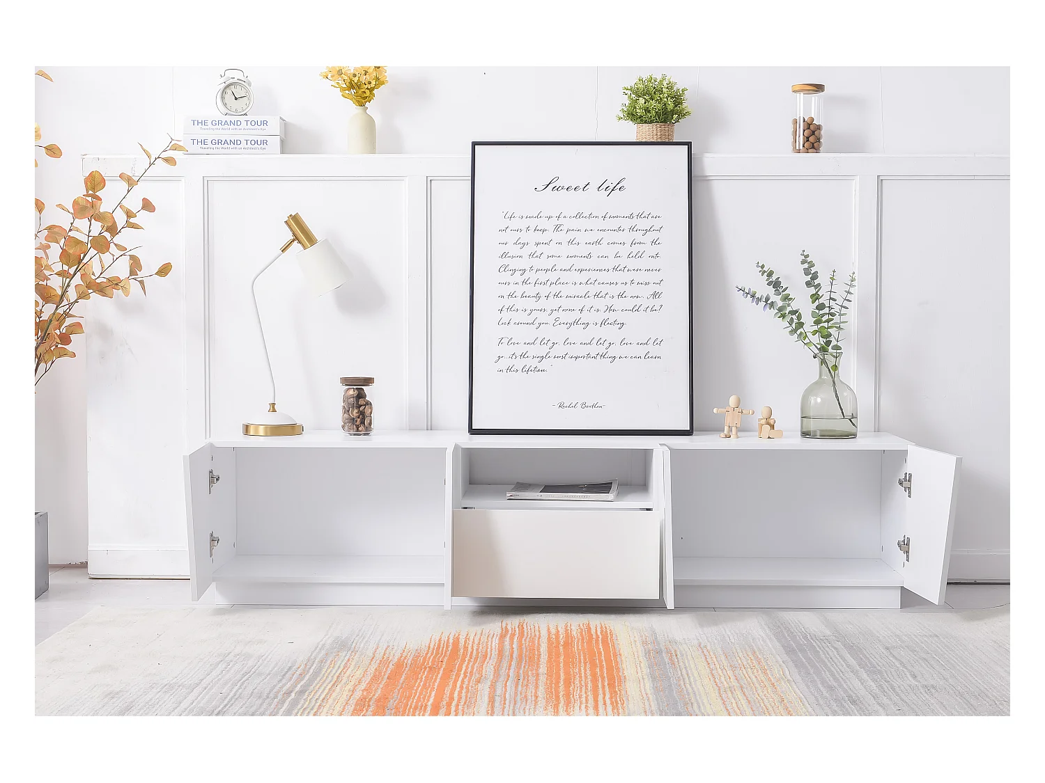 Meuble TV moderne 170 cm. Style épissure diagonale
