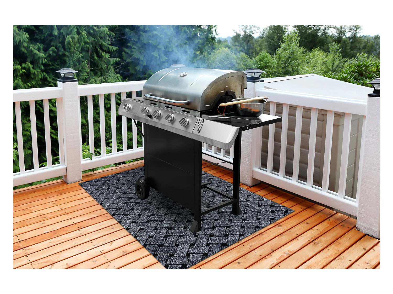 Tapis de protection pour barbecue VECTRA 902 pour terrasse, extérieur 100x120 cm