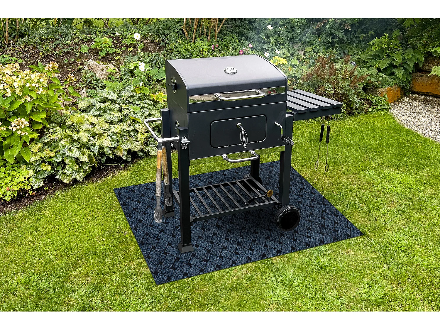 VECTRA 800 Grillschutzmatte für Terrasse, draussen - blau 100x150 cm