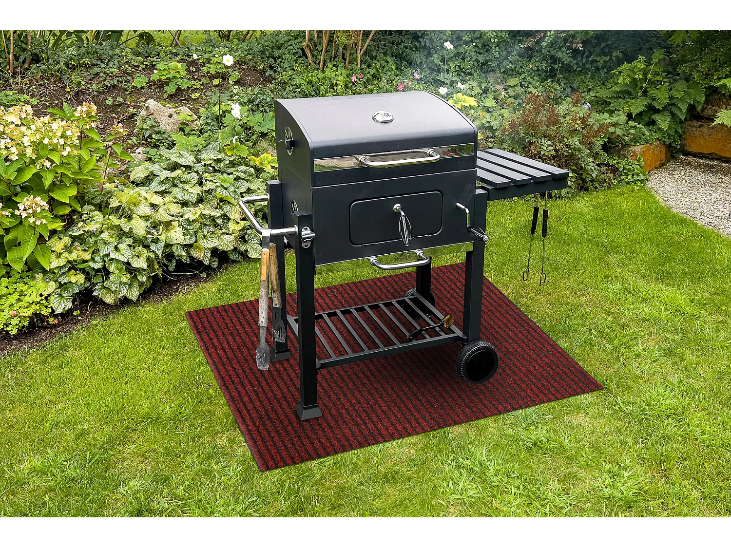Grillschutzmatte GIN 3086 für die Terrasse, draussen - rot 120x120 cm
