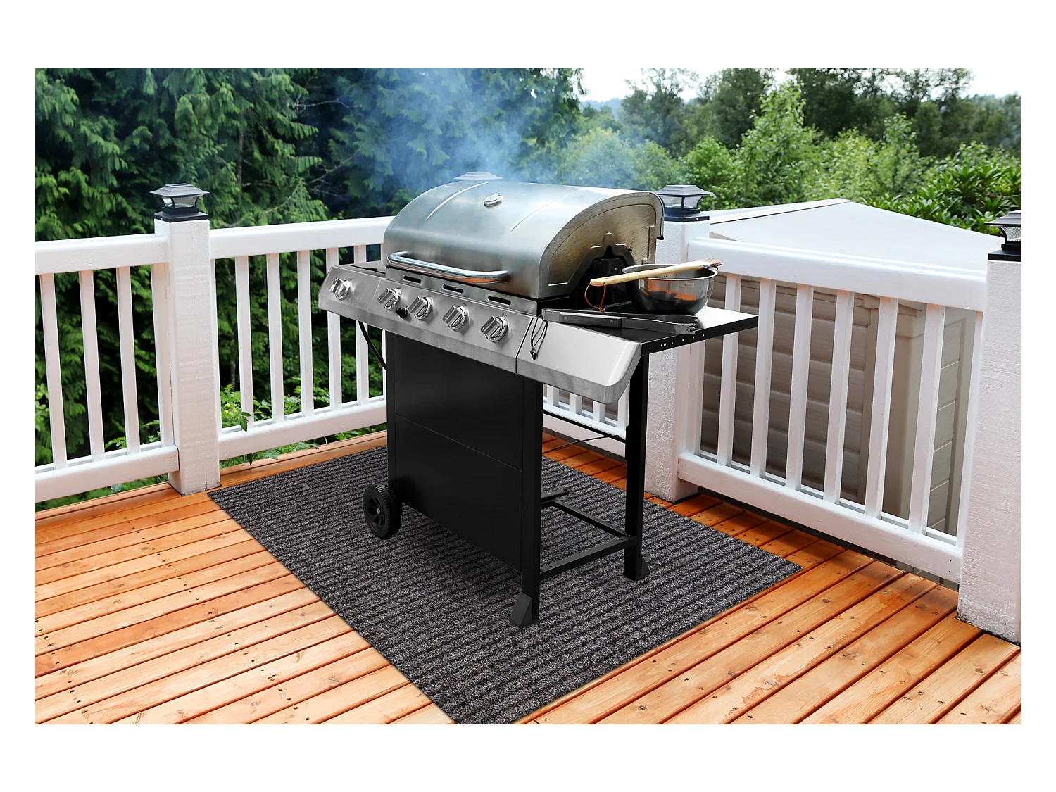 Beschermende grillmat GIN 1206 voor het terras, buiten - helder bruin 100x200 cm