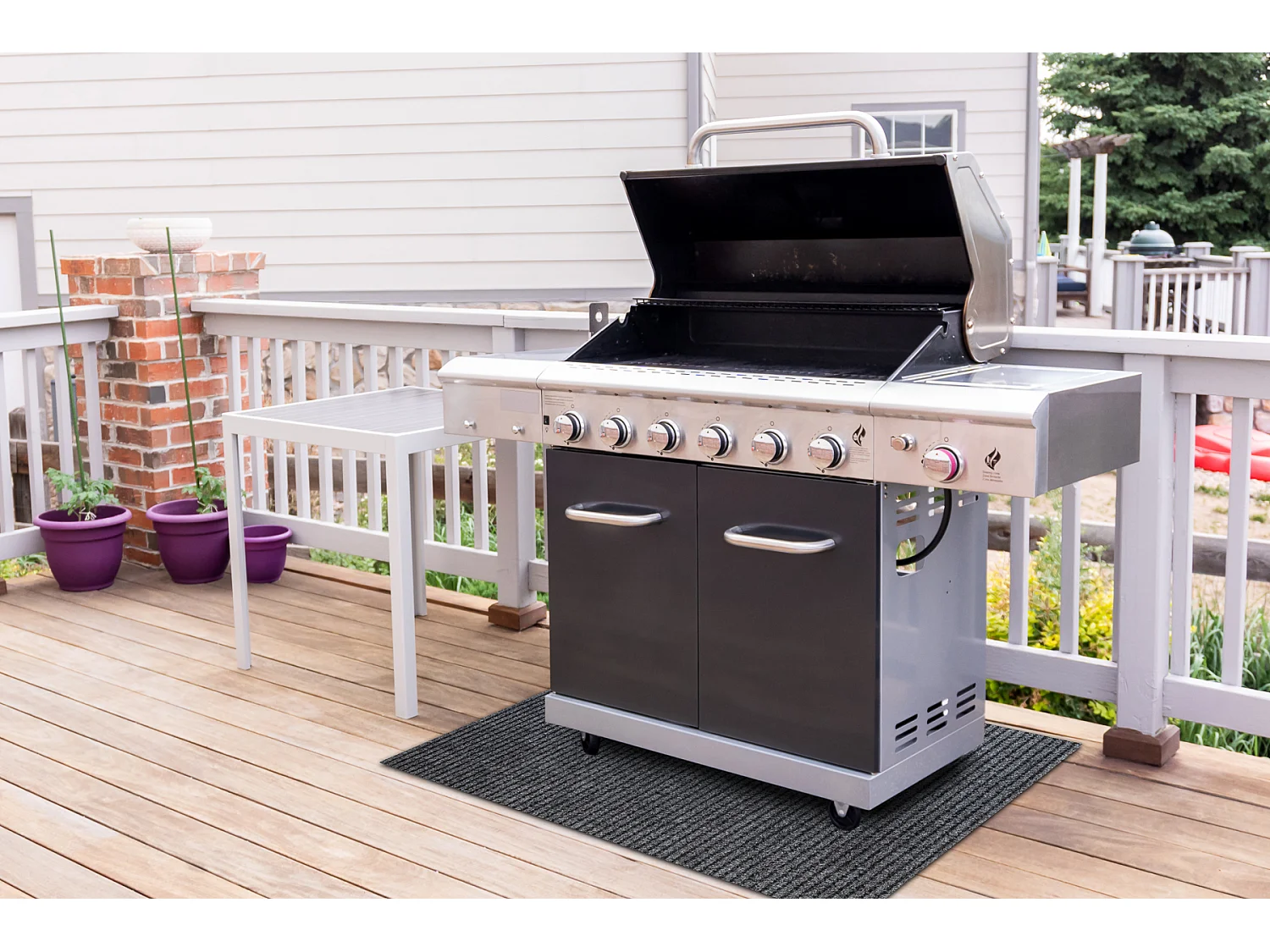 Grillschutzmatte GIN 2126 für die Terrasse, draussen - grau 80x120 cm