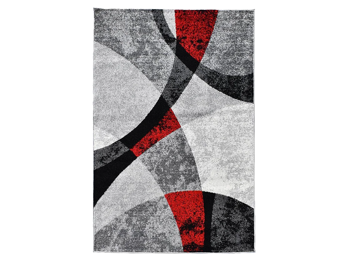 tappeto da soggiorno 200x280 intrecciato motivo geometrico rettangolo rosso e grigio RADULE