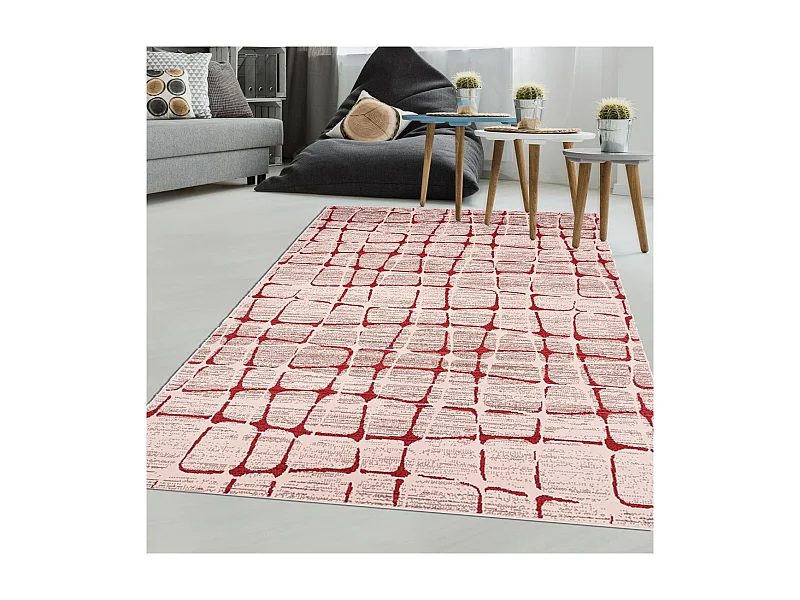 tapis chambre 60x110 tissé beige rectangle motif géométrique AF2 SOFIA