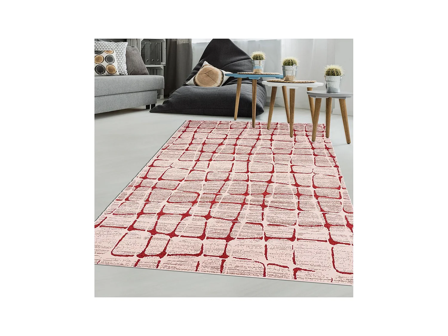 tapis chambre 60x110 tissé beige rectangle motif géométrique AF2 SOFIA