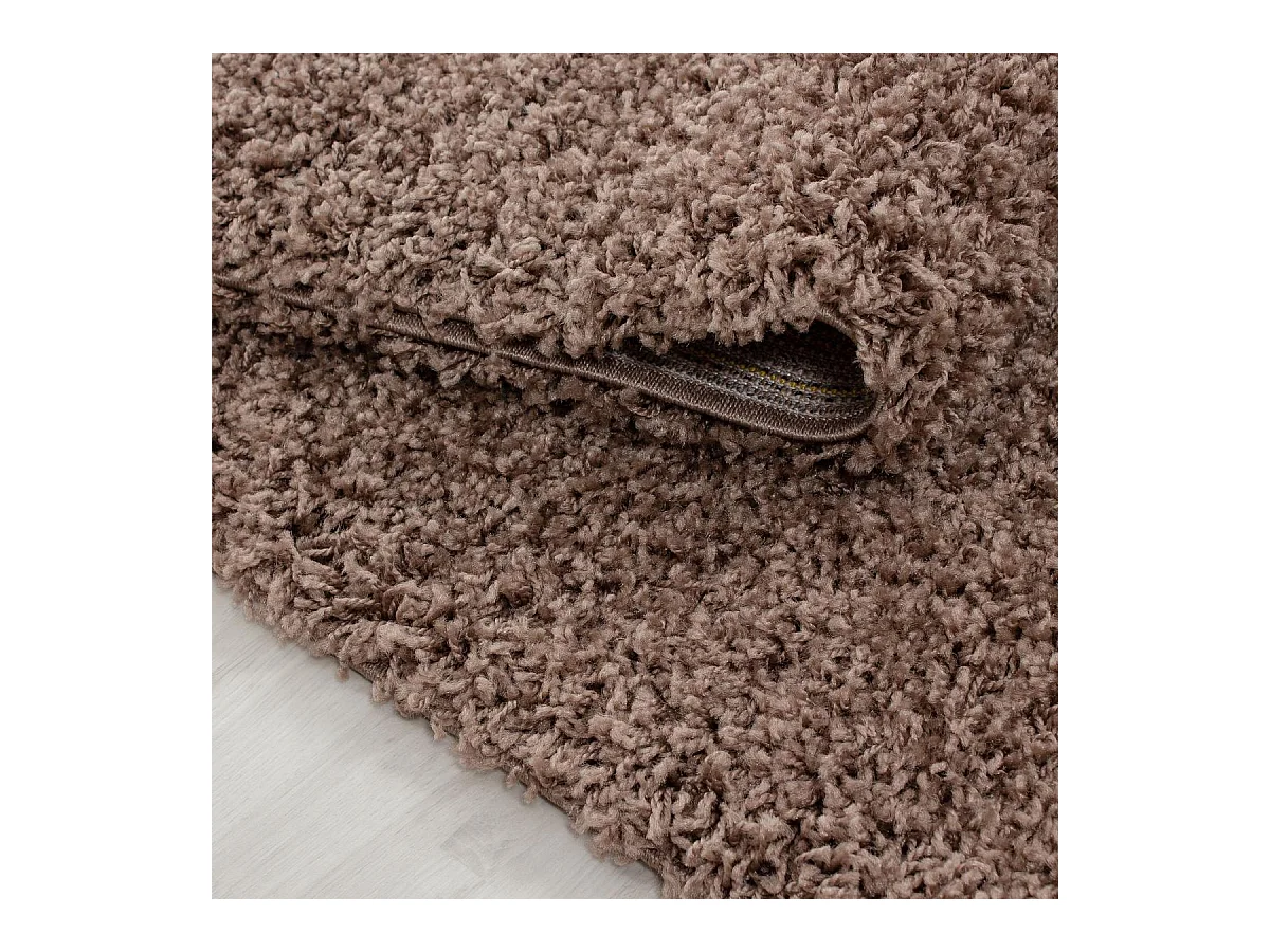 Tapis poils longs shaggy 240x340 rectangle tissé mocca motif uni UNI L