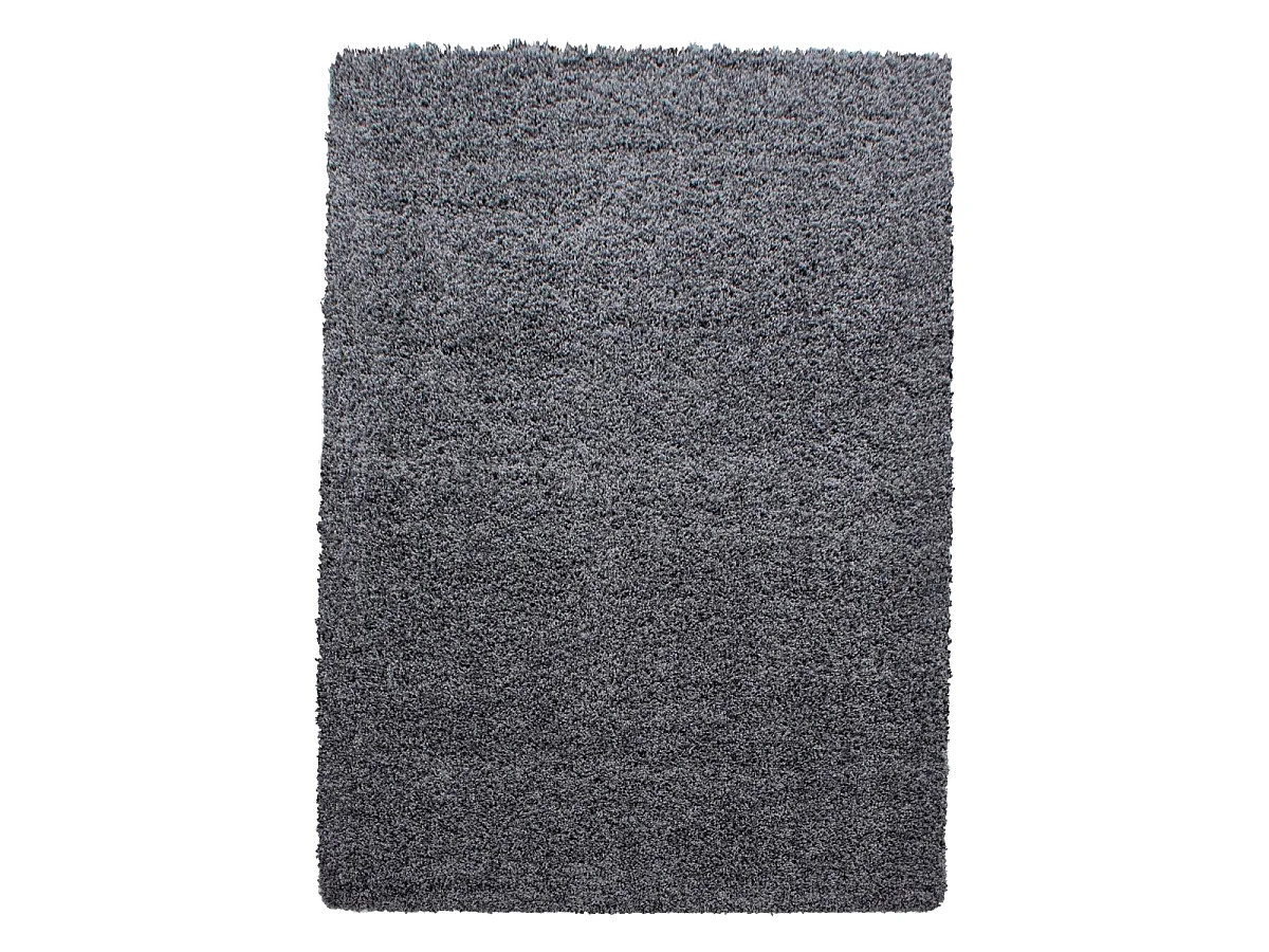 Tapis poils longs shaggy 140x200 rectangle tissé gris motif uni UNI L