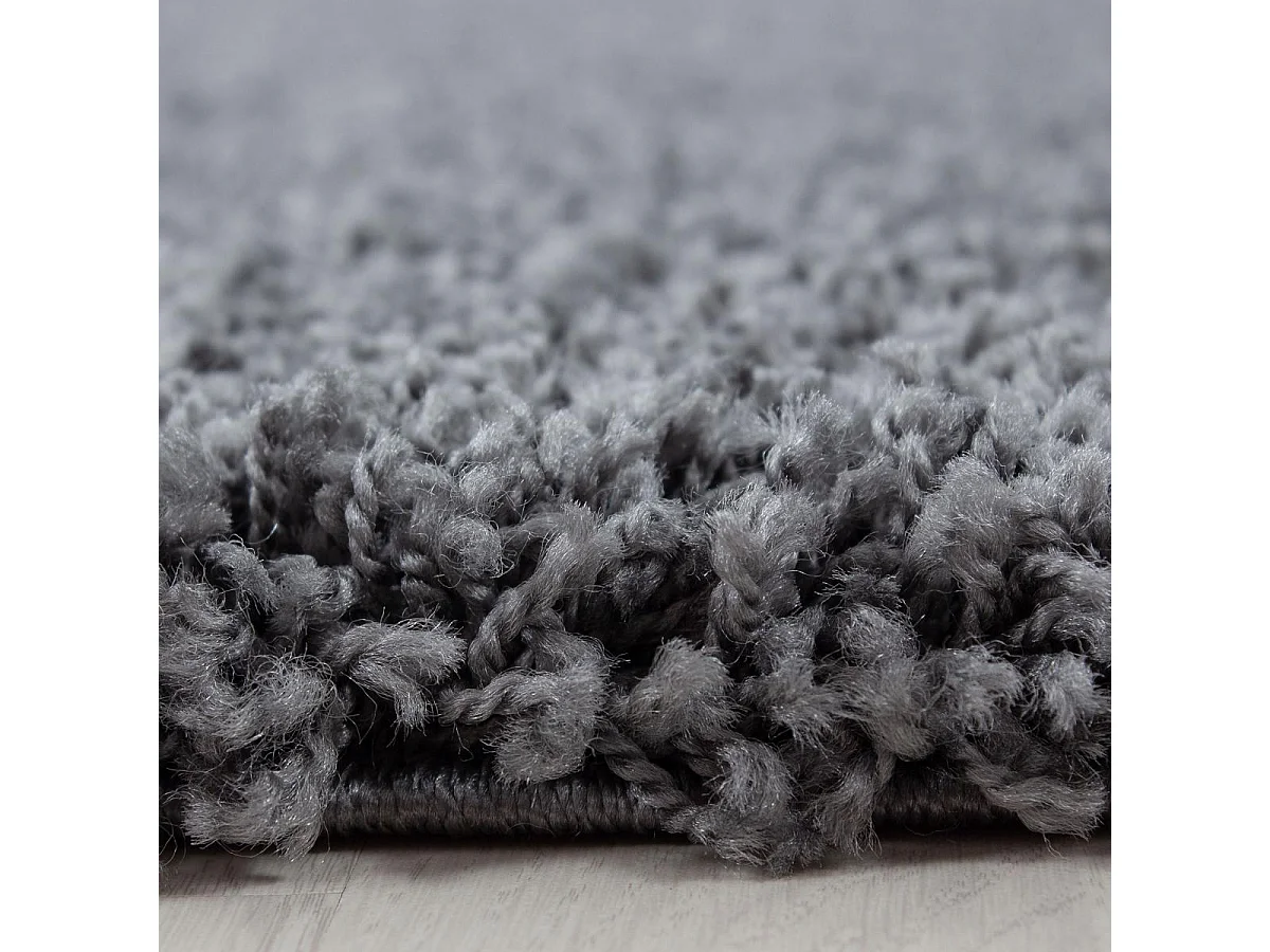 Tapis poils longs shaggy 140x200 rectangle tissé gris motif uni UNI L