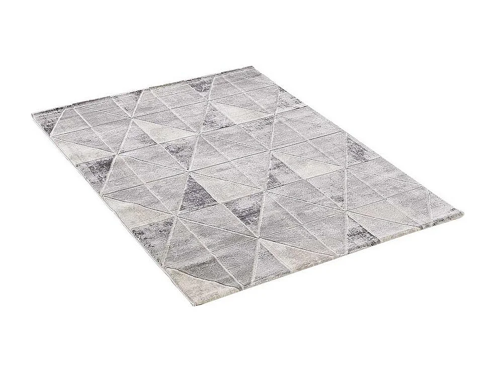 tapis salle à manger 200x280 tissé gris clair rectangle motif géométrique
