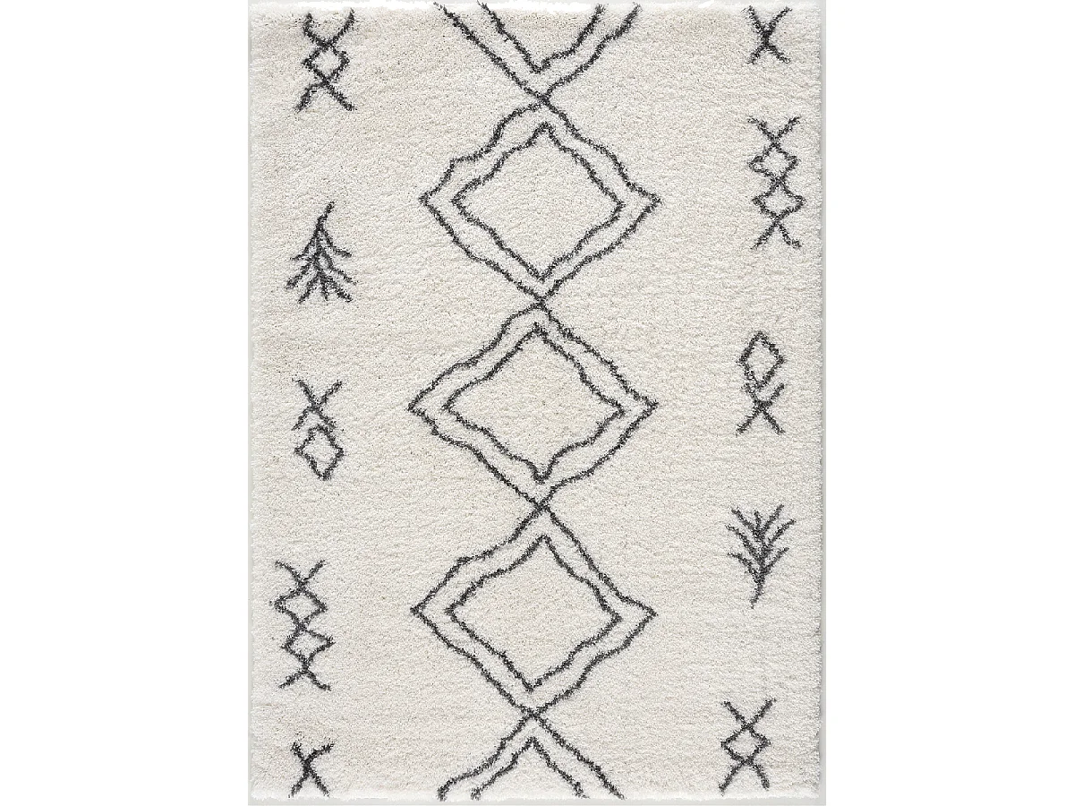 Tapis berbère 60x110 tissé motif ethnic LYN4 DOUX 3 crème