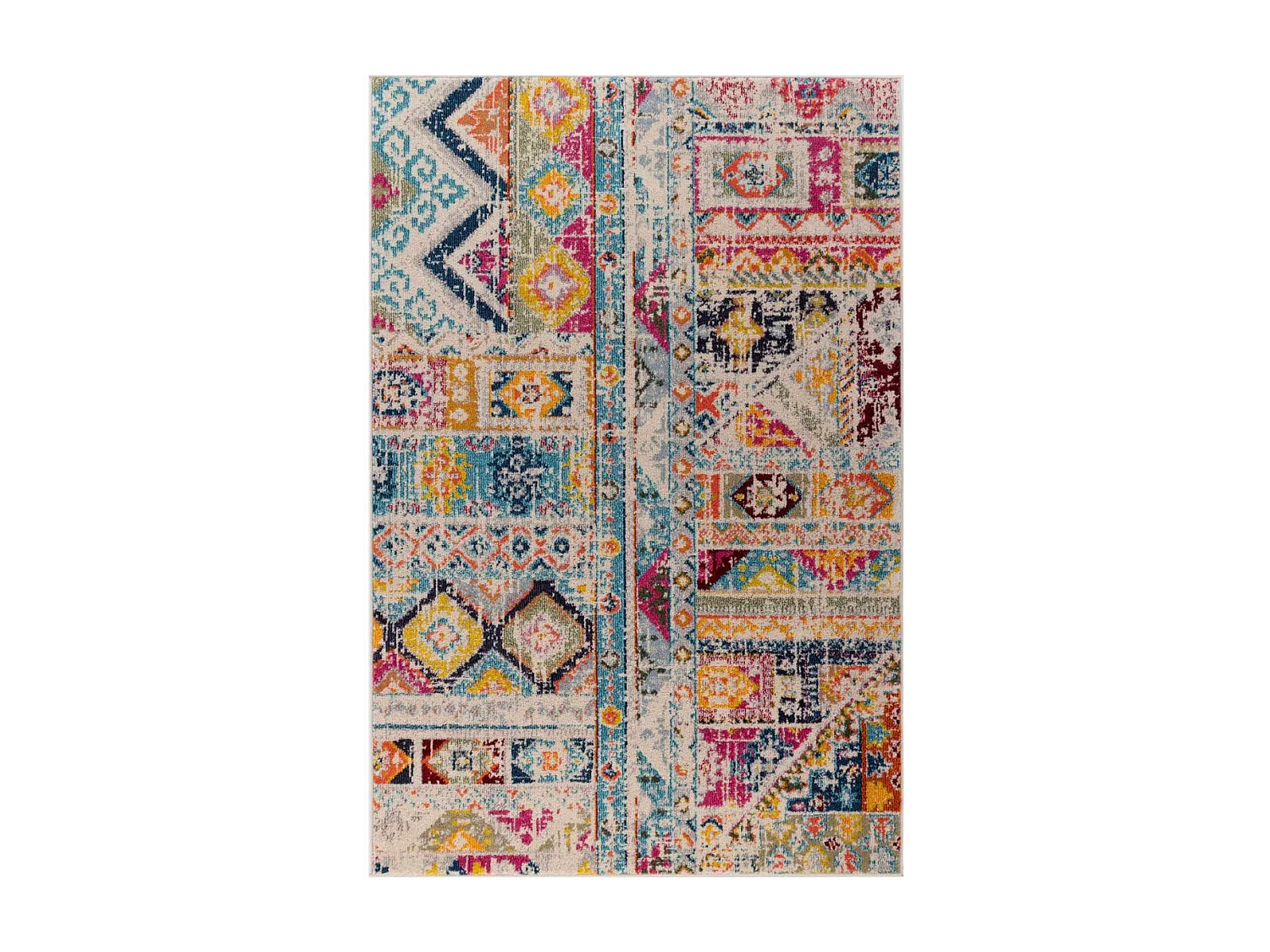 Tapis orient 160x230 rectangle rouge et vert tissé motif classique OLMA