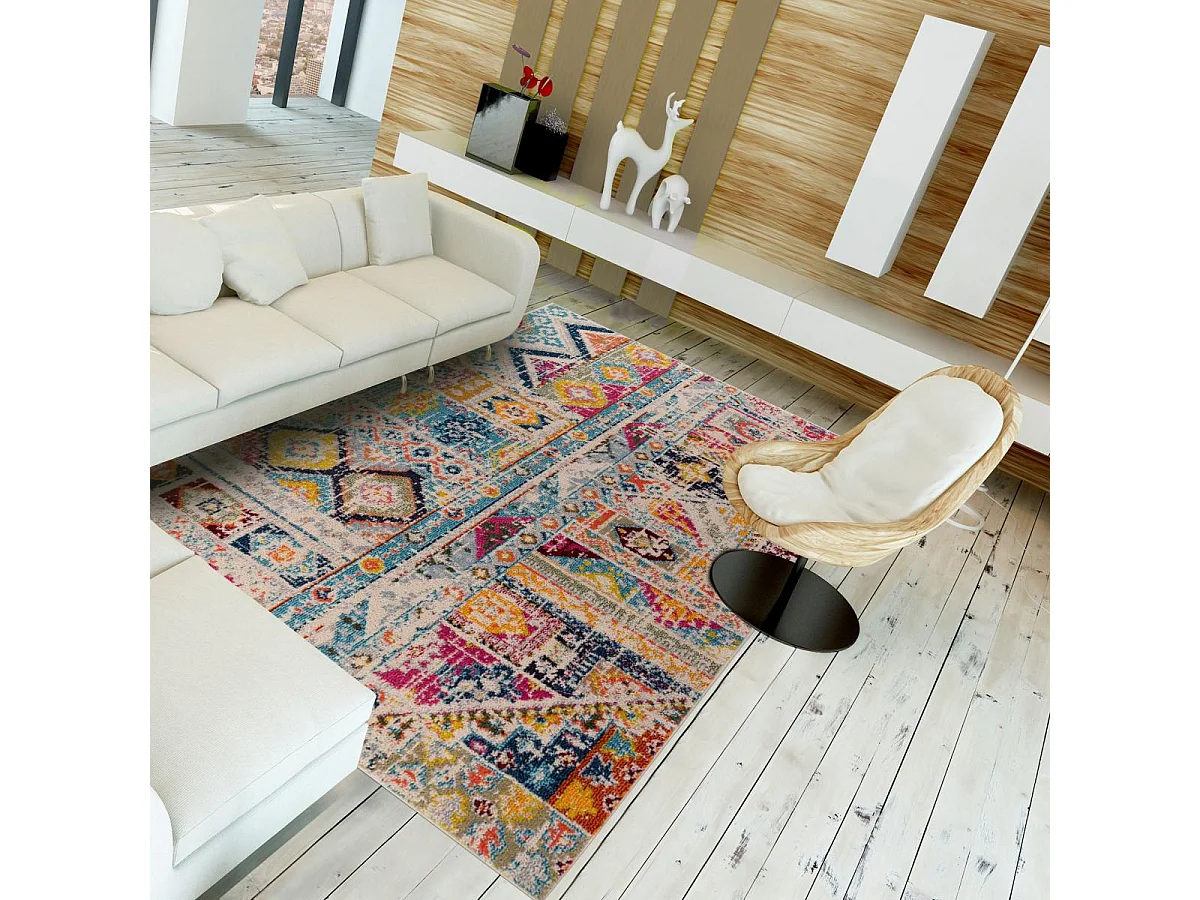 Tapis orient 160x230 rectangle rouge et vert tissé motif classique OLMA